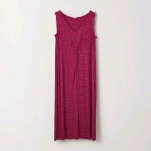 In Every Story Dress 2X Red Maxi Empire Twist Front Sleeveless Geo Boho Stretch